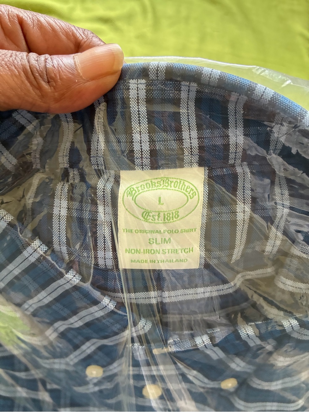 Brooks Brothers Navy and Light Blue Plaid Slim Fit Polo Shirt